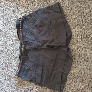 Women's Olive Shorts with Brown Belt